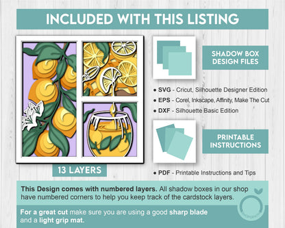 Lemon Tree with Lemonade - 3D Shadow Box Layered SVG DXF EPS (Cutting Files)
