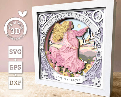 Life Goddess Pregnancy - 3D Shadow Box Layered SVG DXF EPS (Cutting Files)