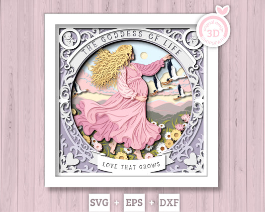 Life Goddess Pregnancy - 3D Shadow Box Layered SVG DXF EPS (Cutting Files)