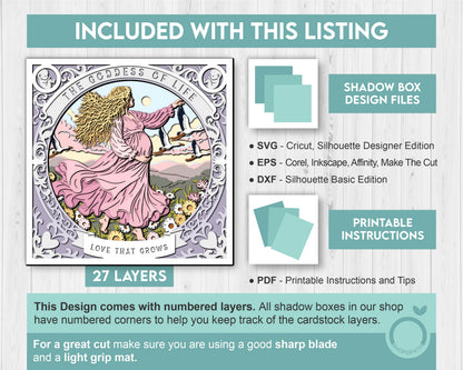 Life Goddess Pregnancy - 3D Shadow Box Layered SVG DXF EPS (Cutting Files)