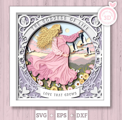 Life Goddess Pregnancy - 3D Shadow Box Layered SVG DXF EPS (Cutting Files)