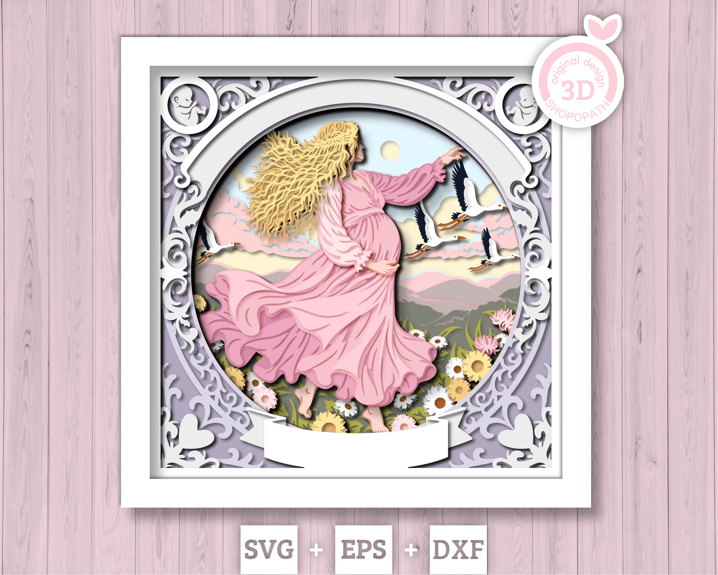 Life Goddess Pregnancy - 3D Shadow Box Layered SVG DXF EPS (Cutting Files)