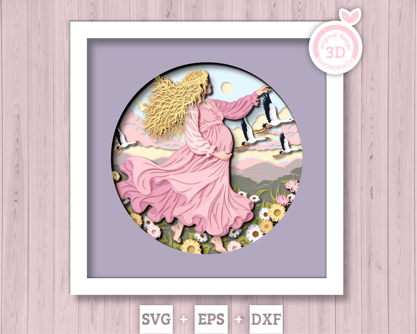 Life Goddess Pregnancy - 3D Shadow Box Layered SVG DXF EPS (Cutting Files)