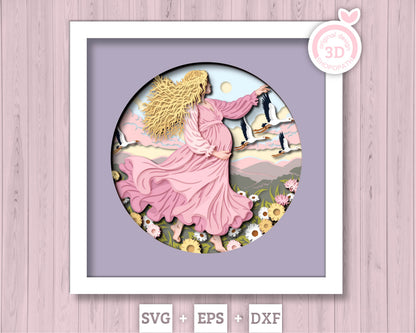 Life Goddess Pregnancy - 3D Shadow Box Layered SVG DXF EPS (Cutting Files)