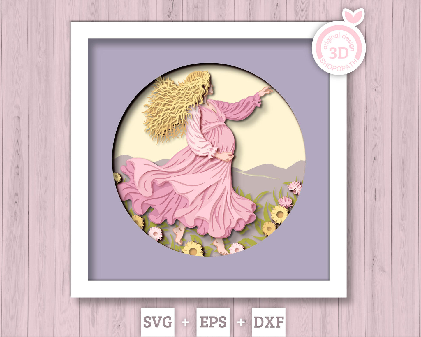 Life Goddess Pregnancy - 3D Shadow Box Layered SVG DXF EPS (Cutting Files)