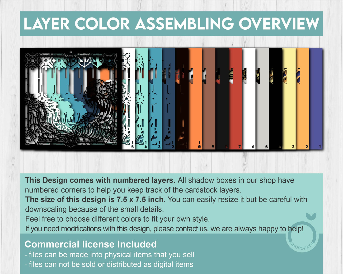 Lighthouse Stained Glass in Storm - 3D Shadow Box Layered SVG DXF EPS (Cutting Files)