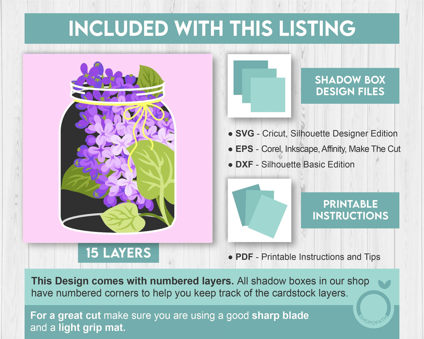 3D Lilac Branch Flowers In Jar Shadow Box SVG, 3D Spring SVG, 3D Lilac Flowers svg, Lilac Flowers 3d Svg, 3D Floral SVG, Cricut Silhouette