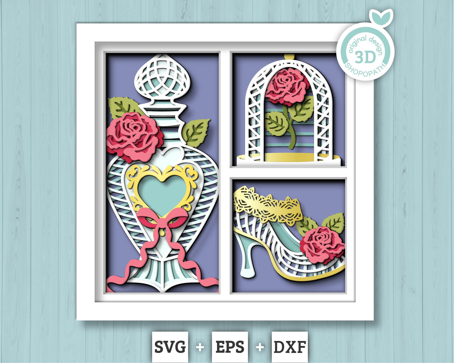 Valentine's Day Love Potion - 3D Shadow Box Layered SVG DXF EPS (Cutting Files)