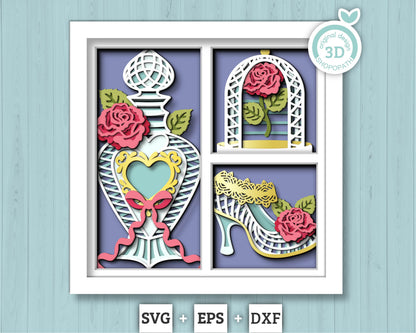 Valentine's Day Love Potion - 3D Shadow Box Layered SVG DXF EPS (Cutting Files)