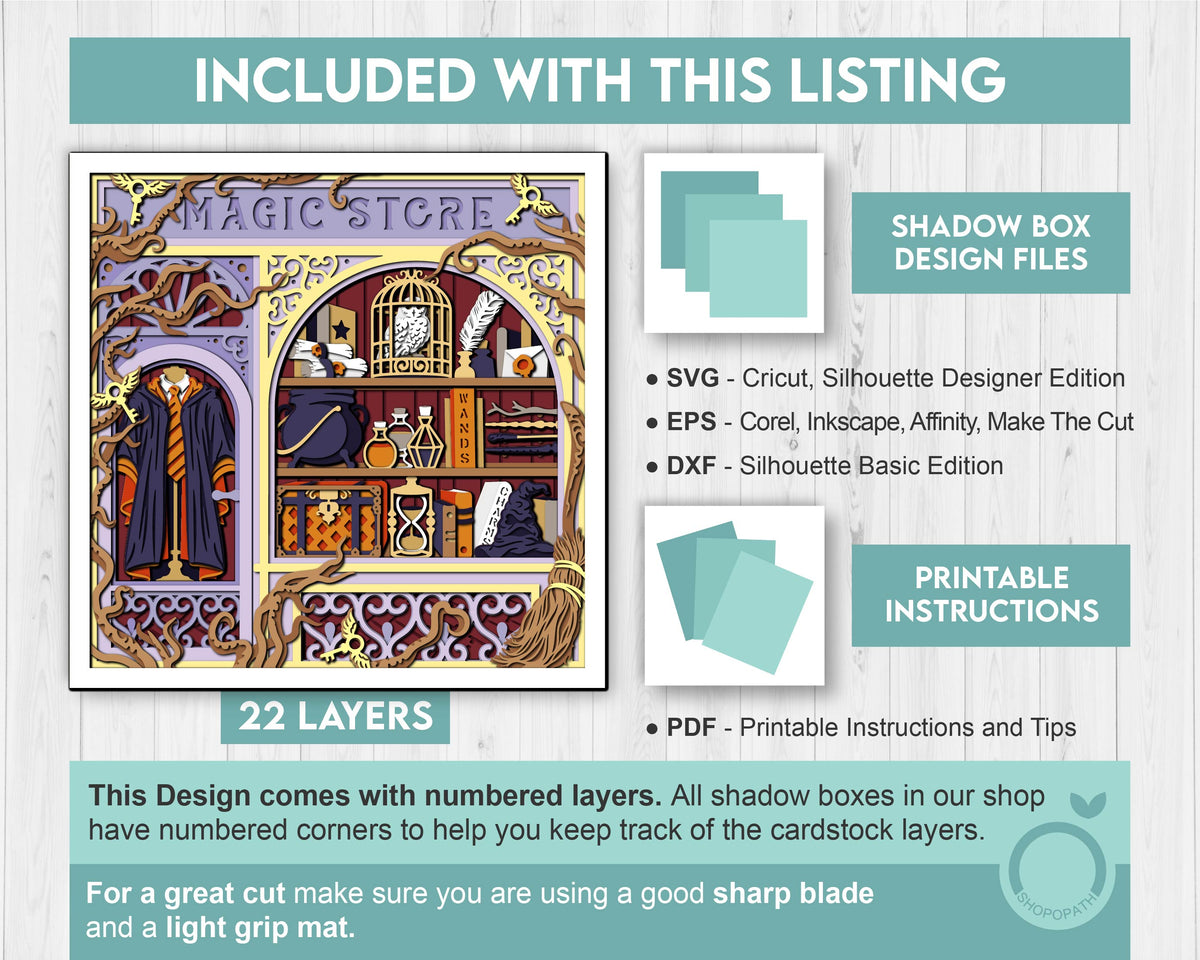 Magic Supply Store - 3D Shadow Box Layered SVG DXF EPS (Cutting Files)