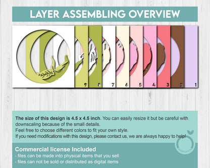 Set of 3D Shadow Boxes - Magnolia Flower Evolution - Layered SVG DXF EPS (Cutting Files)