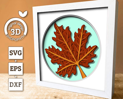 3D SVG Maple Leaf Herbarium Shadow Box, 3D Fall SVG, Maple Fall Leaf 3d svg, Herbarium 3d Svg, Layered Maple 3d SVG, Cricut Silhouette