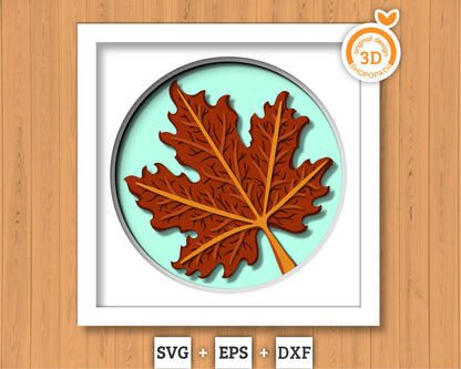 3D SVG Maple Leaf Herbarium Shadow Box, 3D Fall SVG, Maple Fall Leaf 3d svg, Herbarium 3d Svg, Layered Maple 3d SVG, Cricut Silhouette