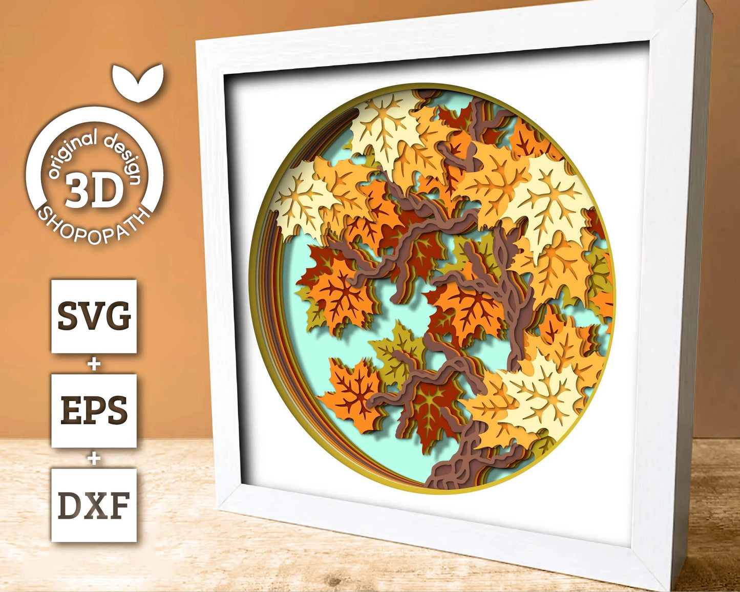 3D SVG Maple Tree Branch Shadow Box, 3D Fall SVG, Maple Leaves 3d svg, Maple Fall Leaf 3d Svg, Maple Tree 3d SVG, Cricut Silhouette