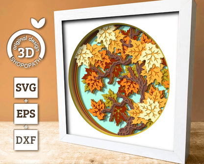 3D SVG Maple Tree Branch Shadow Box, 3D Fall SVG, Maple Leaves 3d svg, Maple Fall Leaf 3d Svg, Maple Tree 3d SVG, Cricut Silhouette