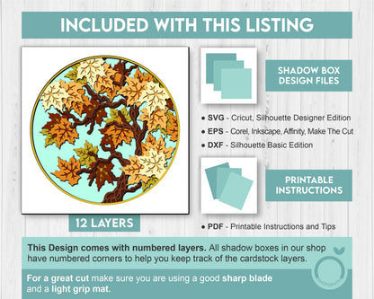 3D SVG Maple Tree Branch Shadow Box, 3D Fall SVG, Maple Leaves 3d svg, Maple Fall Leaf 3d Svg, Maple Tree 3d SVG, Cricut Silhouette