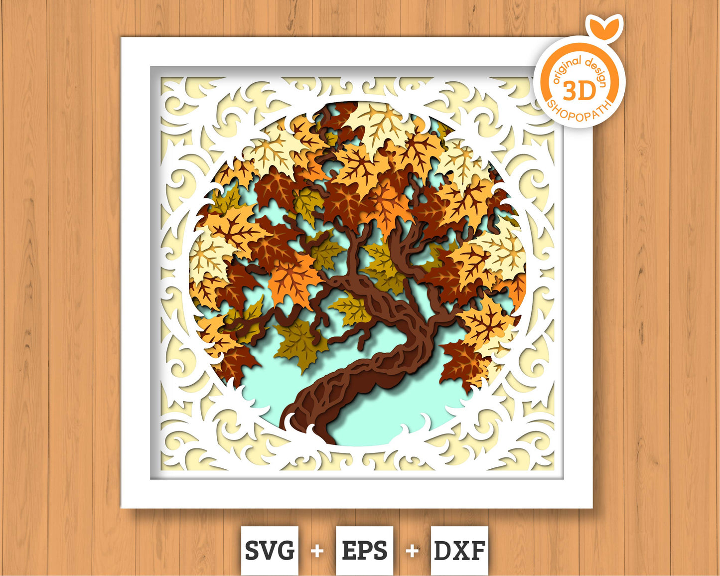 3D SVG Maple Tree Lace Frame Shadow Box, 3D Fall SVG, Maple Leaves 3d svg, Mapple Fall Leaf 3d Svg, Maple Tree 3d SVG, Cricut Silhouette