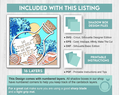 3D SVG Message In Bottle Shadow Box, Scroll 3D Svg, Waves 3d Svg, Sea 3D svg, Summer 3d Svg, Paper Scroll Shadow Box Svg Cricut Silhouette