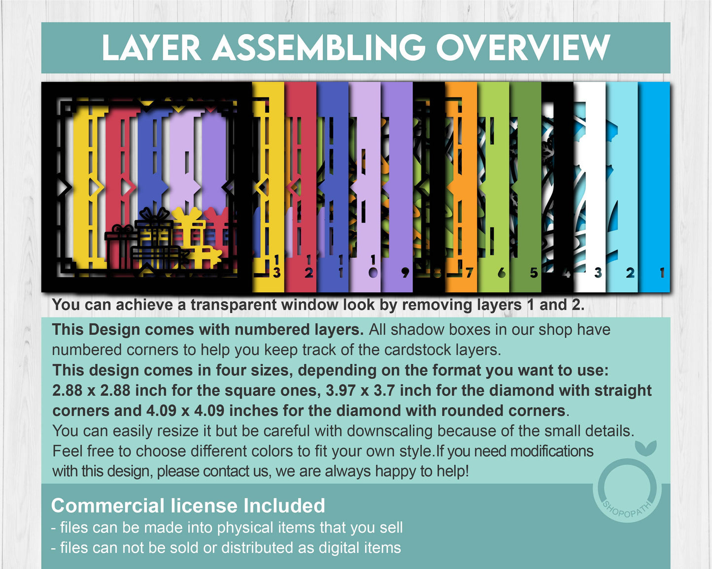 3D SVG Stained Glass Christmas Tree Shadow Box, 3D SVG Christmas, Presents 3D Svg, 3D SVG Snowflakes, Shopopath 3D svg, Cricut Silhouette