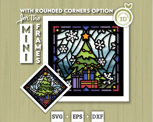 3D SVG Stained Glass Christmas Tree Shadow Box, 3D SVG Christmas, Presents 3D Svg, 3D SVG Snowflakes, Shopopath 3D svg, Cricut Silhouette