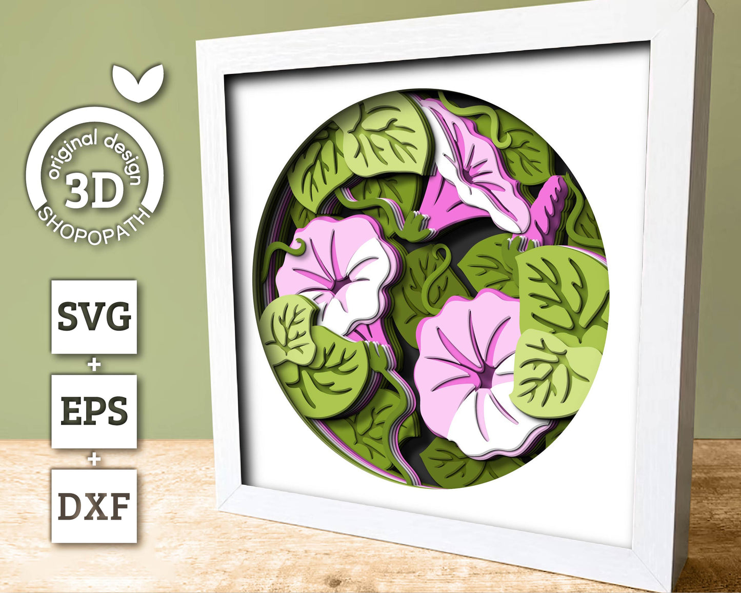 3D SVG Morning Glory Flowers Shadow Box, 3D Summer SVG, Morning Glory 3D SVG, Layered Flowers 3d Svg, Floral 3D Svg Cricut Silhouette
