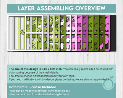 Hummingbird with Morning Glory Panels - 3D Shadow Box Layered SVG DXF EPS (Cutting Files)
