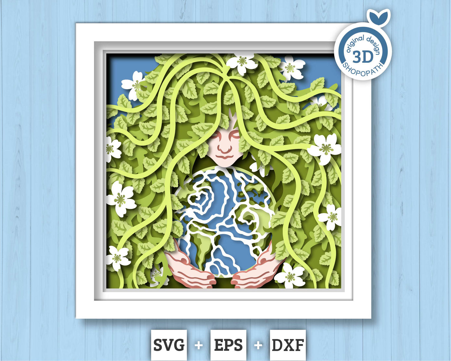 3D Layered Mother Earth Shadow Box SVG, Earth Day SVG, Summer Shadow Box, 3D Earth Svg, Environmental 3D Papercut svg, Cricut Silhouette