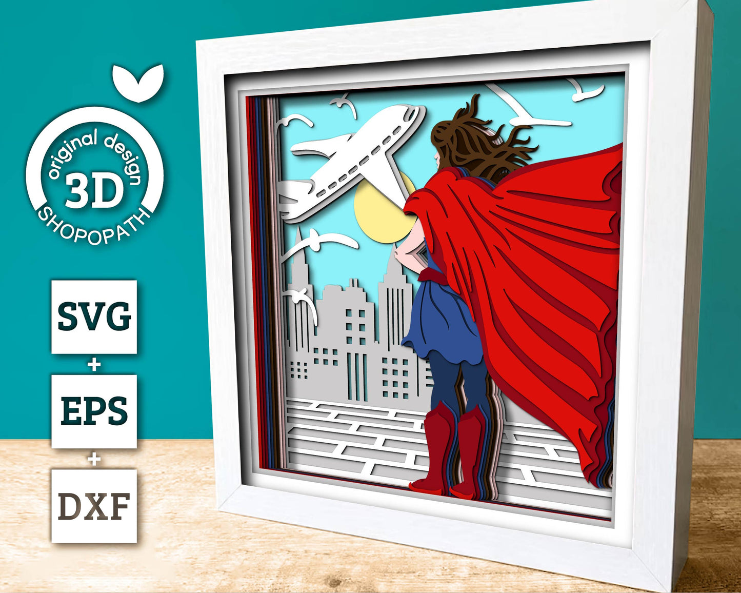 Superhero Mom - 3D Shadow Box Layered SVG DXF EPS (Cutting Files)