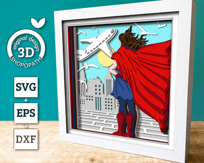Superhero Mom - 3D Shadow Box Layered SVG DXF EPS (Cutting Files)
