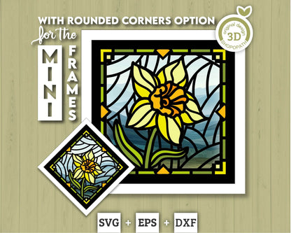 3D SVG Narcissus Mini Stained Glass Shadow Box, Narcissus 3d svg, 3D Flowers svg, 3D SVG Stained Glass, Shadow Box svg, Cricut Silhouette
