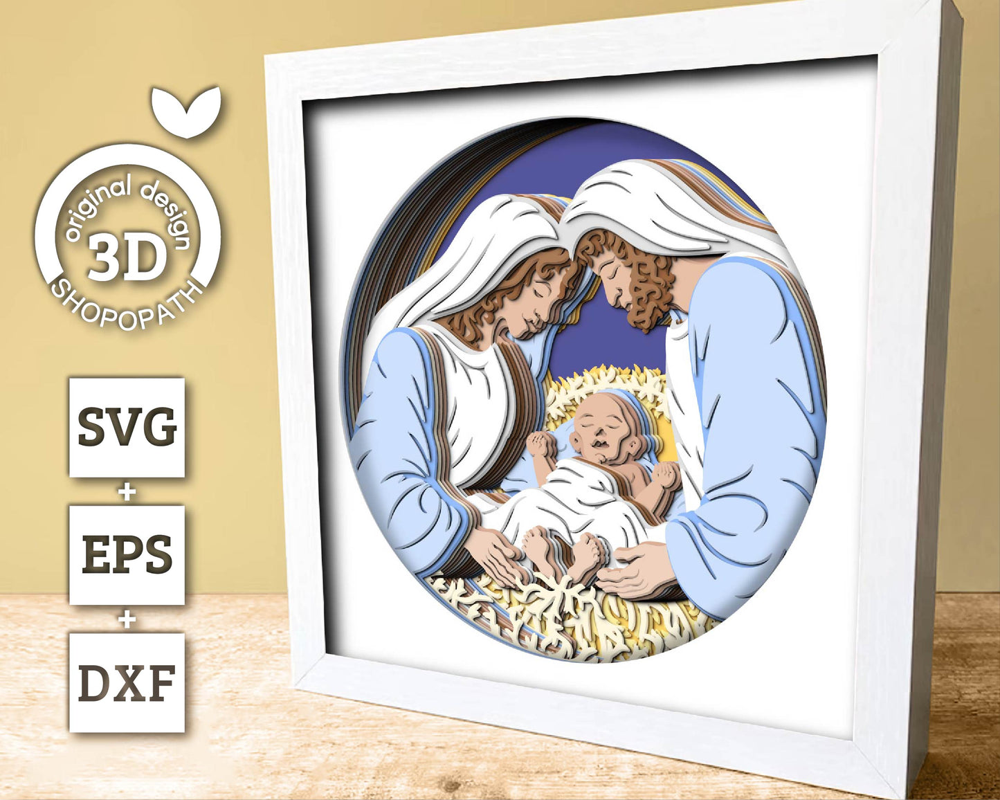 3D SVG Nativity Scene Shadow Box, 3d SVG Christmas, Baby Jesus 3D Svg, Jesus Christmas SVG, Christian 3d Svg, Holy 3D svg Cricut Silhouette