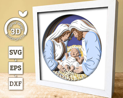 3D SVG Nativity Scene Shadow Box, 3d SVG Christmas, Baby Jesus 3D Svg, Jesus Christmas SVG, Christian 3d Svg, Holy 3D svg Cricut Silhouette