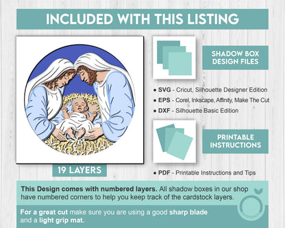 3D SVG Nativity Scene Shadow Box, 3d SVG Christmas, Baby Jesus 3D Svg, Jesus Christmas SVG, Christian 3d Svg, Holy 3D svg Cricut Silhouette