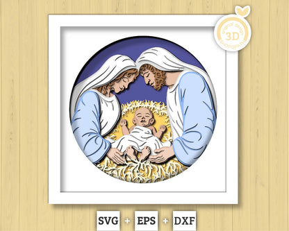 3D SVG Nativity Scene Shadow Box, 3d SVG Christmas, Baby Jesus 3D Svg, Jesus Christmas SVG, Christian 3d Svg, Holy 3D svg Cricut Silhouette