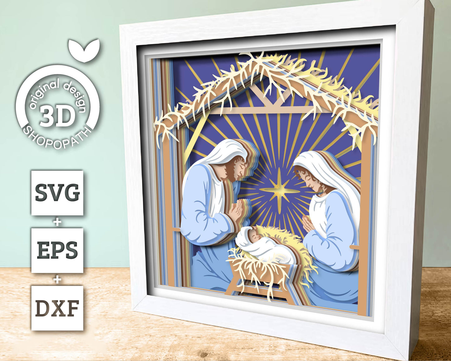 3D SVG Nativity Scene Shadow Box, Baby Jesus 3D Svg, Jesus Christmas SVG, 3d SVG Christmas, Christian 3d Svg, Holy 3D svg Cricut Silhouette