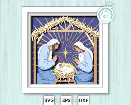 3D SVG Nativity Scene Shadow Box, Baby Jesus 3D Svg, Jesus Christmas SVG, 3d SVG Christmas, Christian 3d Svg, Holy 3D svg Cricut Silhouette