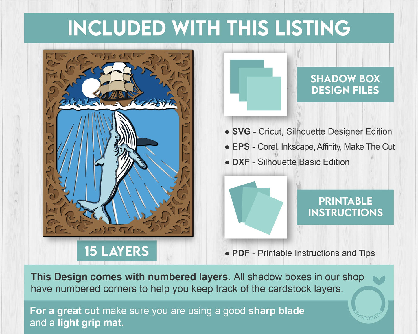 3D Sailing Ship And Whale Shadow Box SVG, 8x10 inch Layered Whale 3D Svg, Summer 3D Svg, Sailing Ship 3D SVG,Whale 3D SVG Cricut Silhouette