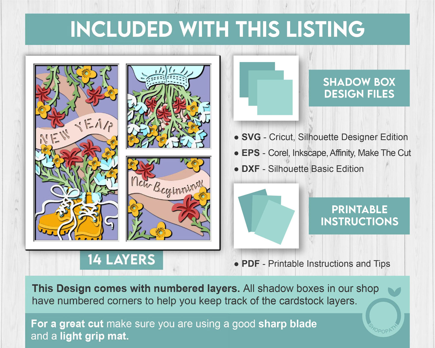 3D SVG Spring Shadow Box, New Year Shadow Box, Floral 3D Svg, Inspirational Layered Papercut svg 3d Flowers 3d Florals Cricut Silhouette