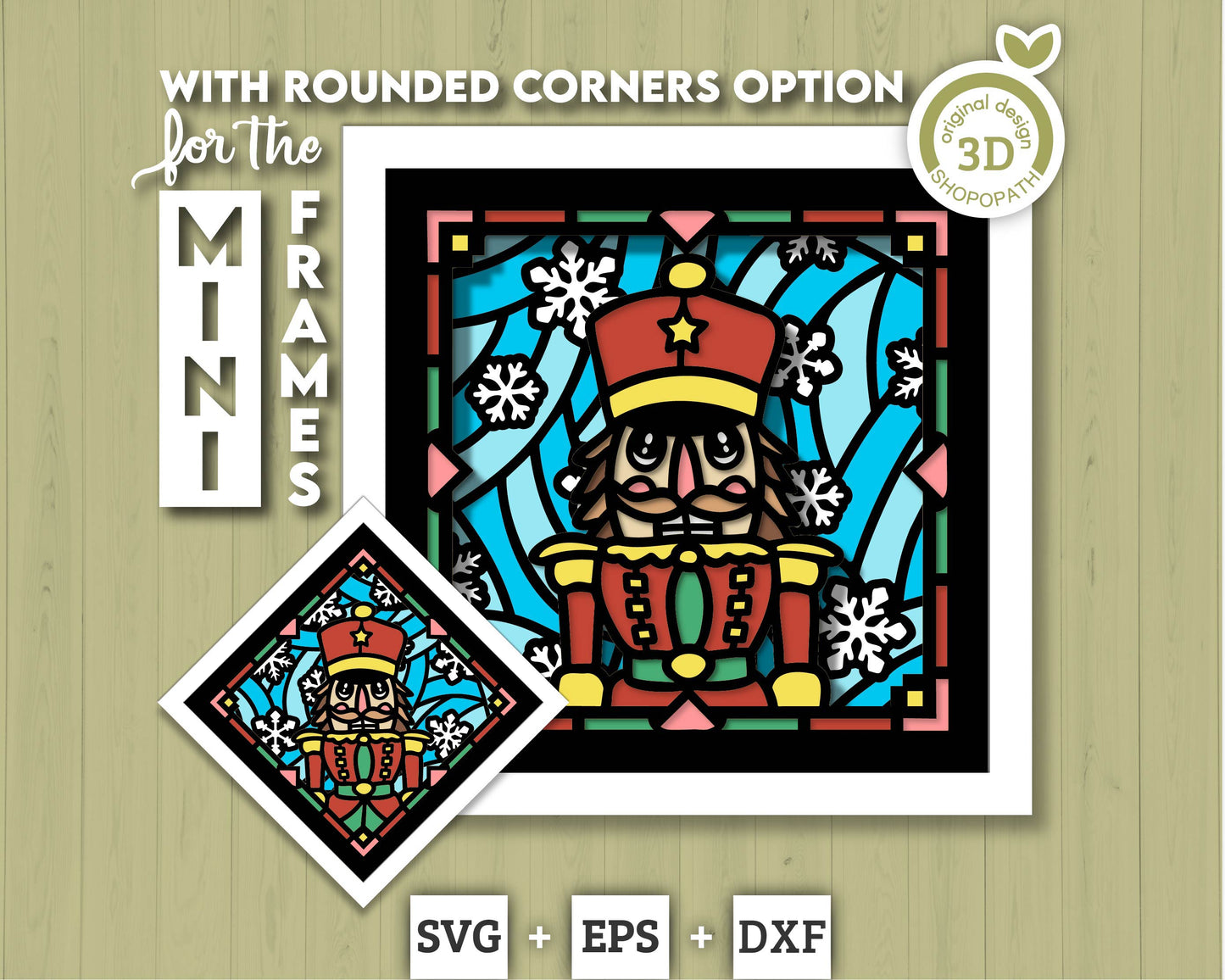 3D SVG Stained Glass Nutcracker Shadow Box, 3D SVG Christmas, Toy Soldier 3D Svg, 3D SVG Snowflakes, Shopopath 3D svg, Cricut Silhouette
