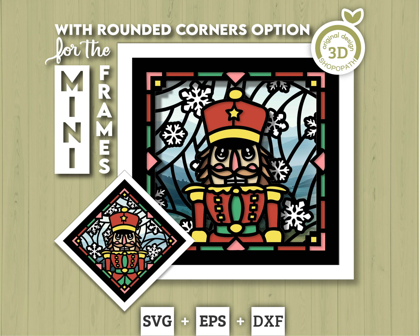 3D SVG Stained Glass Nutcracker Shadow Box, 3D SVG Christmas, Toy Soldier 3D Svg, 3D SVG Snowflakes, Shopopath 3D svg, Cricut Silhouette