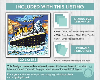 3D SVG Ocean Liner Shadow Box, Sea 3D svg, Ship 3D Svg, Sunset 3d Svg, Ocean Liner 3d svg, Summer 3d Svg, 3D SVG Boat, Cricut Silhouette
