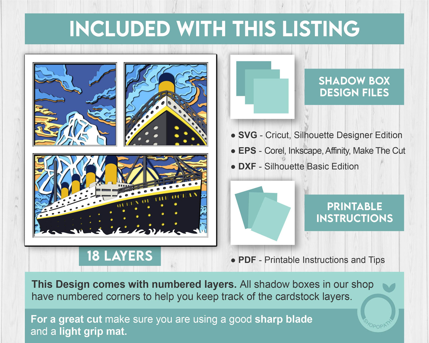 3D SVG Ocean Liner Shadow Box, Sea 3D svg, Summer 3d Svg, Ship 3D Svg, Sunset 3d Svg, Ocean Liner 3d svg, 3D SVG Boat, Cricut Silhouette