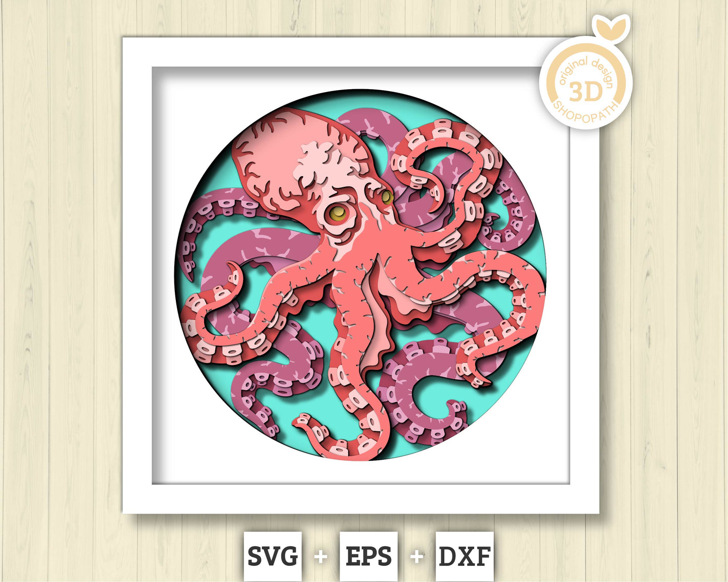 3D SVG Octopus Under The Sea Shadow Box, Octopus 3D Svg, Octopus Shadoe Box 3d Svg, Under The Sea 3D svg, Summer 3d Svg, Cricut Silhouette