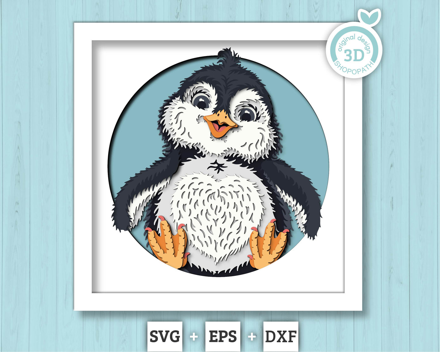 3D SVG Penguin With Santa Hat Shadow Box, 3D SVG Winter, 3D Svg Penguin, North Pole 3d SVG, Christmas 3d svg, Santa 3d svg Cricut Silhouette