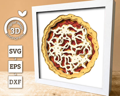 3D SVG Pizza Shadow Box, Pizza Crust 3D SVG, Layered Pizza 3D Svg, Food 3d SVG, 3d Svg Pizza Dough, Thin Crust Pizza, Cricut Silhouette