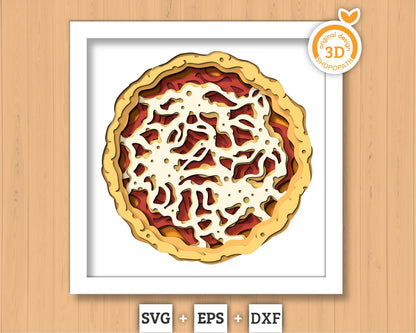 3D SVG Pizza Shadow Box, Pizza Crust 3D SVG, Layered Pizza 3D Svg, Food 3d SVG, 3d Svg Pizza Dough, Thin Crust Pizza, Cricut Silhouette