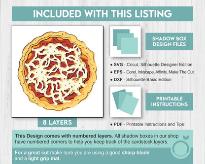 3D SVG Pizza Shadow Box, Pizza Crust 3D SVG, Layered Pizza 3D Svg, Food 3d SVG, 3d Svg Pizza Dough, Thin Crust Pizza, Cricut Silhouette