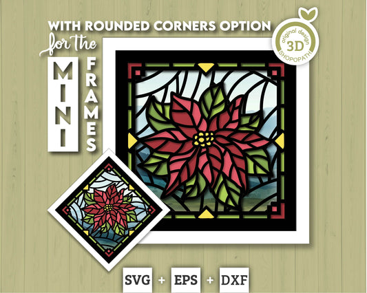 3D SVG Poinsettia Mini Stained Glass Shadow Box, Poinsettia 3d svg, 3D Flowers svg, 3D SVG Stained Glass, Shadow Box svg, Cricut Silhouette