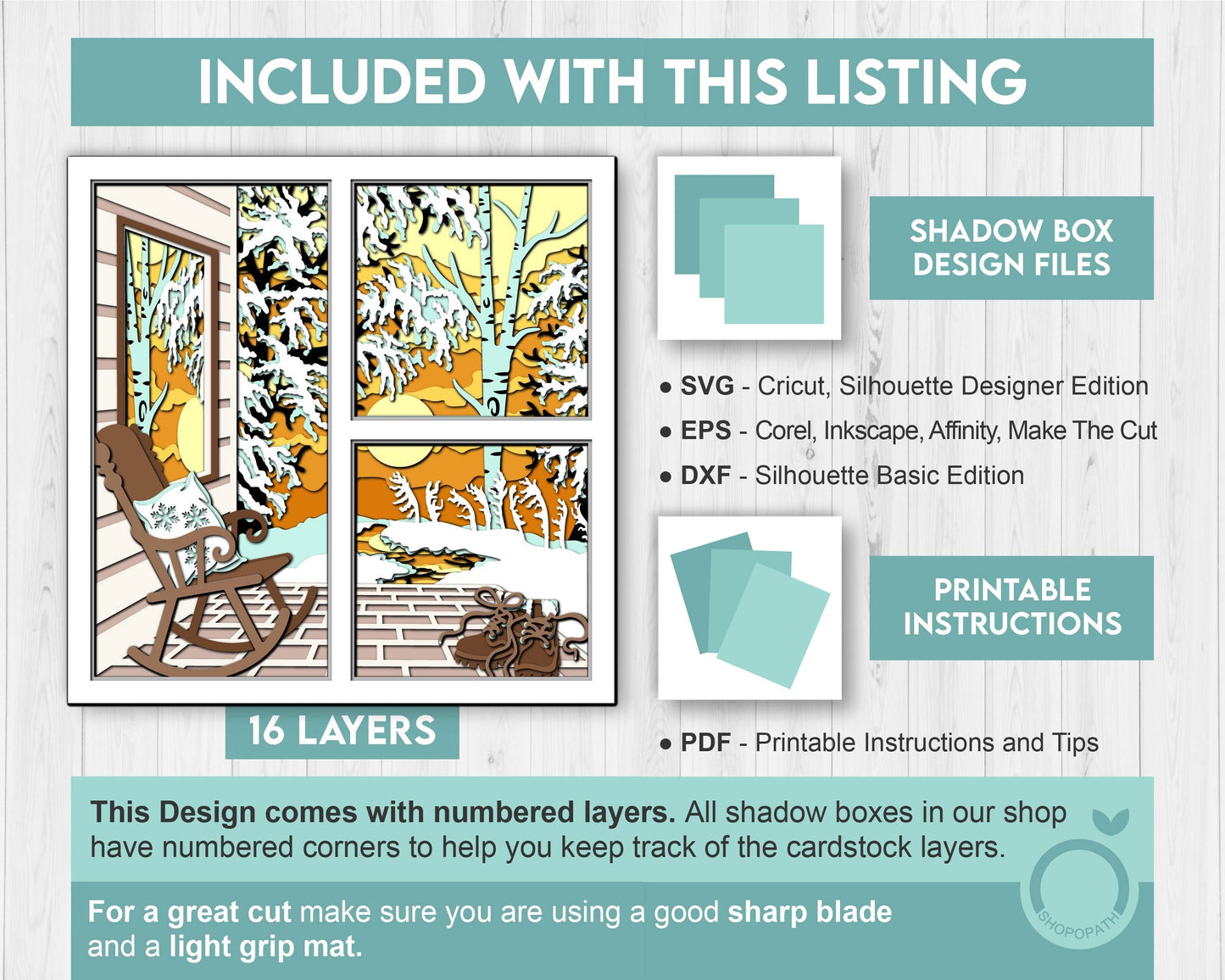 3D SVG Winter Shadow Box, Layered Sunset Shadow Box Svg, Snowflakes 3D Svg, Porch Chair 3d Svg, Christmas Shadow Box svg Cricut Silhouette