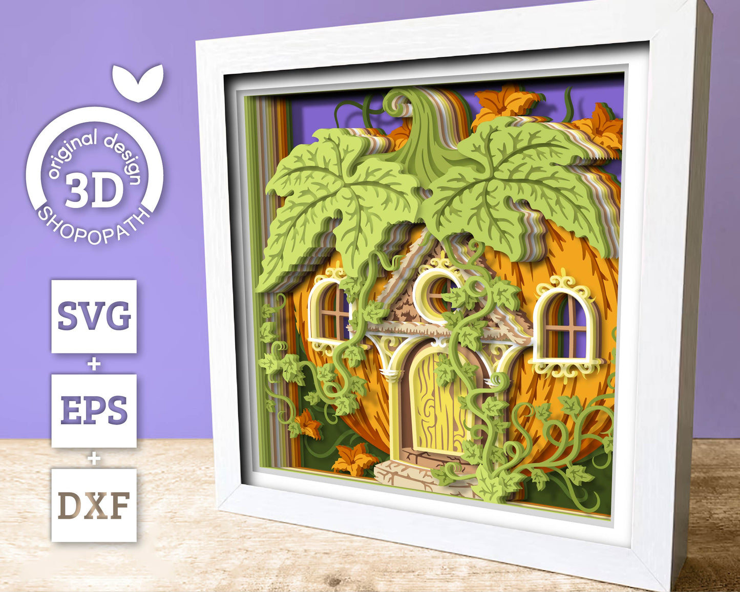 Halloween Pumpkin Fantasy House - 3D Shadow Box Layered SVG DXF EPS (Cutting Files)